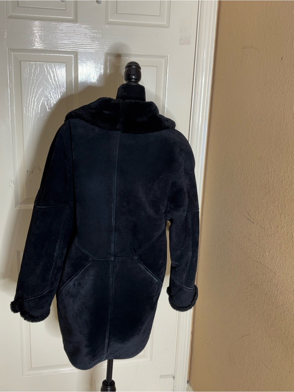 Vintage Steve by Searle Suede Faux Shearling Women’s Coat - Black Medium - Picture 2 of 8